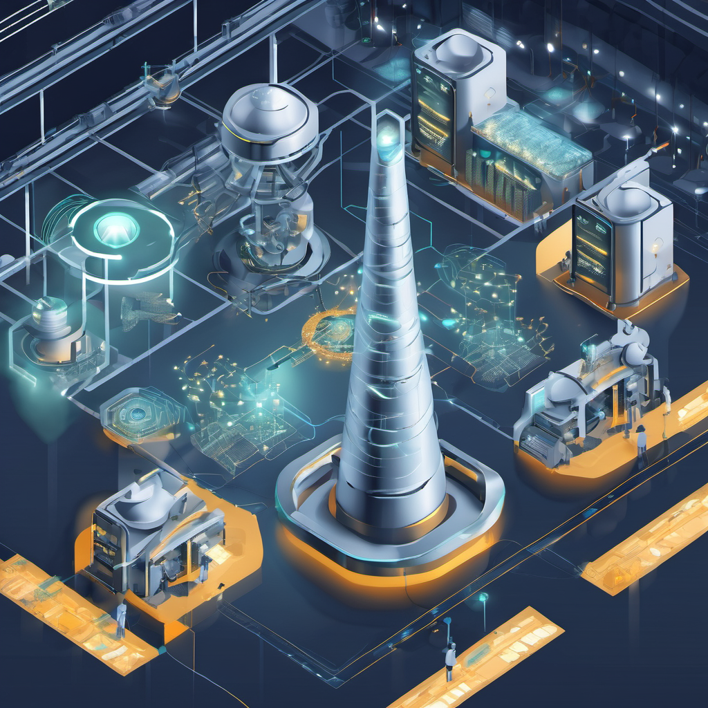Edge computing nodes in a smart factory processing data locally to reduce latency.
