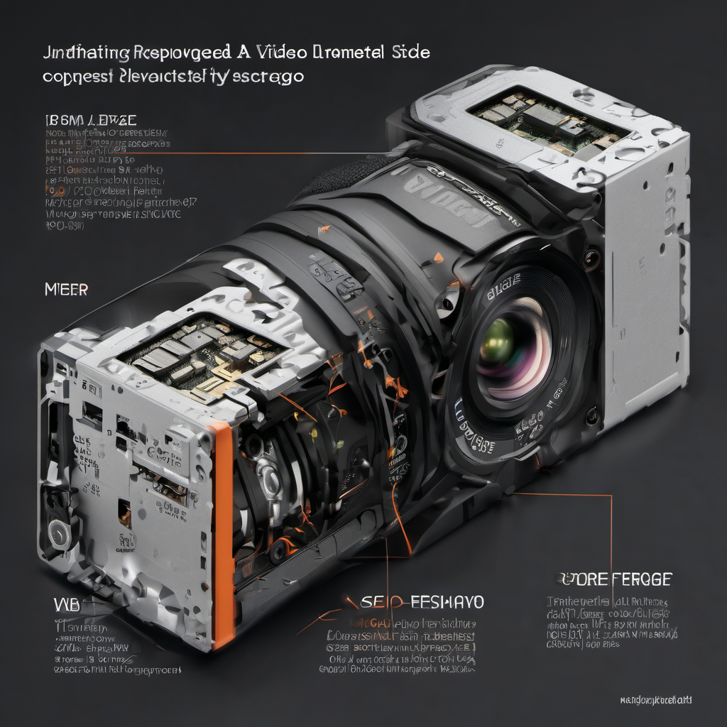 Edge device showing AI-optimized video compression, with visual comparison of storage efficiency and motion detection icons.