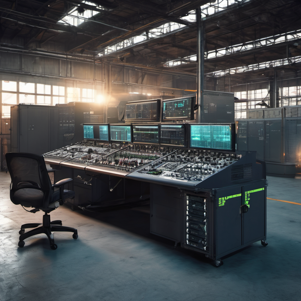 Offline surveillance system with encrypted data pipelines, local server security indicators, and no network connections in a remote industrial setting.