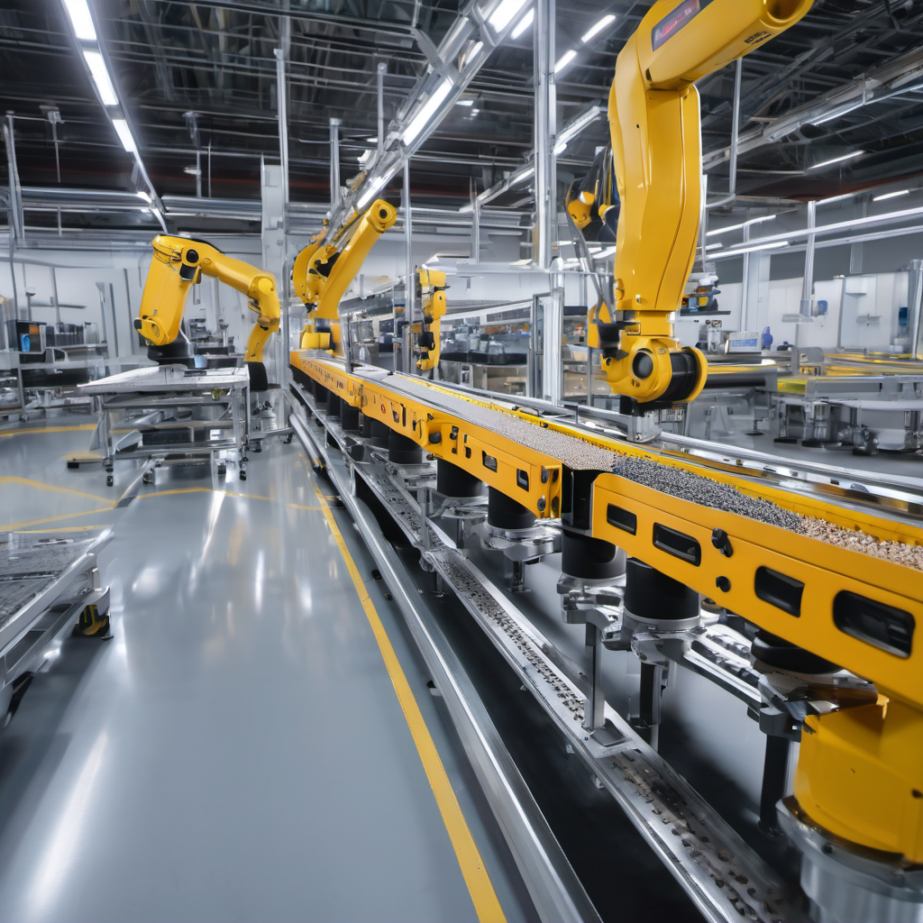 AI Local sensors and cameras analyzing product quality on a factory conveyor belt with precision inspection systems.