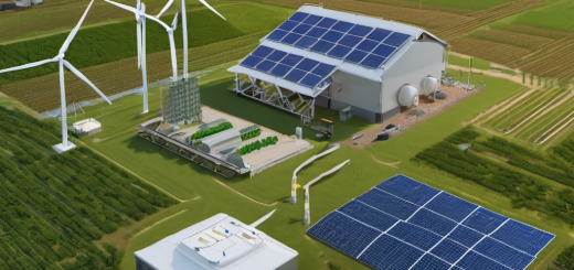 AI Local energy management system in a rural agricultural facility with solar panels and real-time data monitoring.
