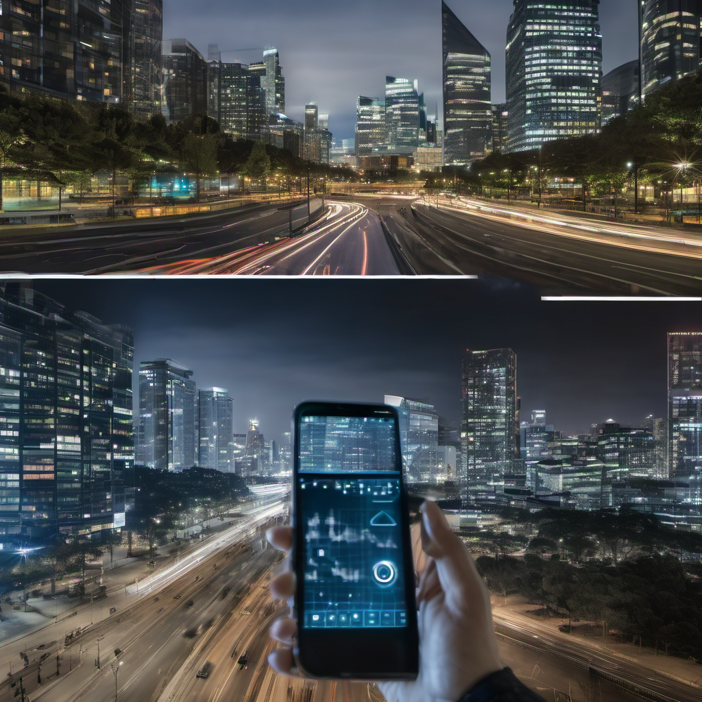 AI Local in IoT devices and blockchain synchronization in urban environments, emphasizing offline processing and network independence.