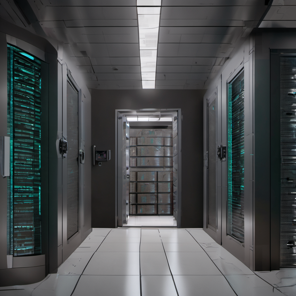 Secure server room with local AI processing data from IoT devices, highlighting offline security and data protection.