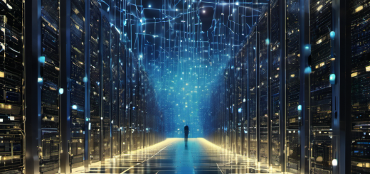 AI core analyzing data streams with automated backup processes in an offline environment.