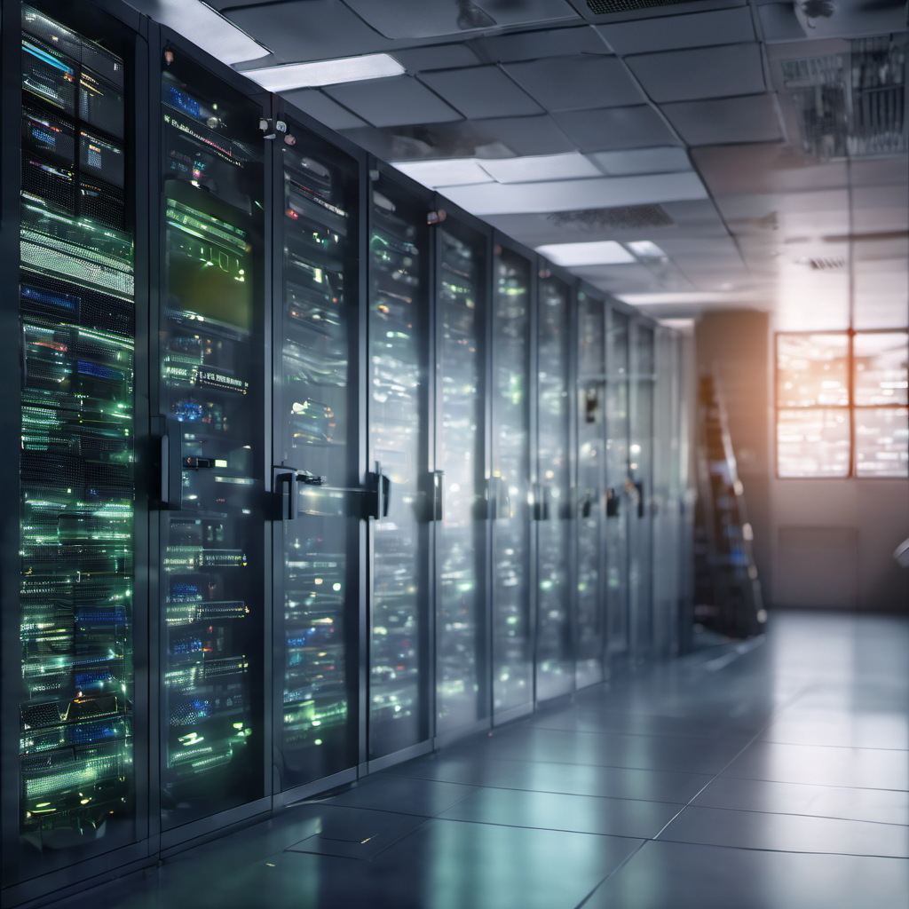 Secure data center with real-time monitoring, encryption, and AI-driven recovery systems.