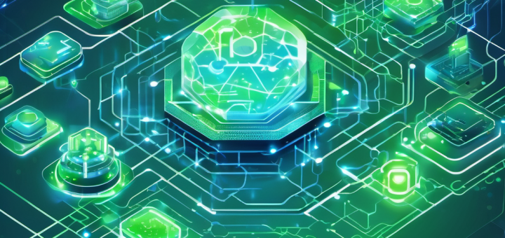 Abstract visualization of decentralized AI system with secure local data processing