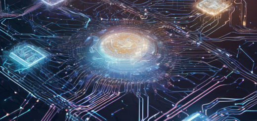 Abstract visualization of AI optimizing local network resource distribution with interconnected nodes and data streams.