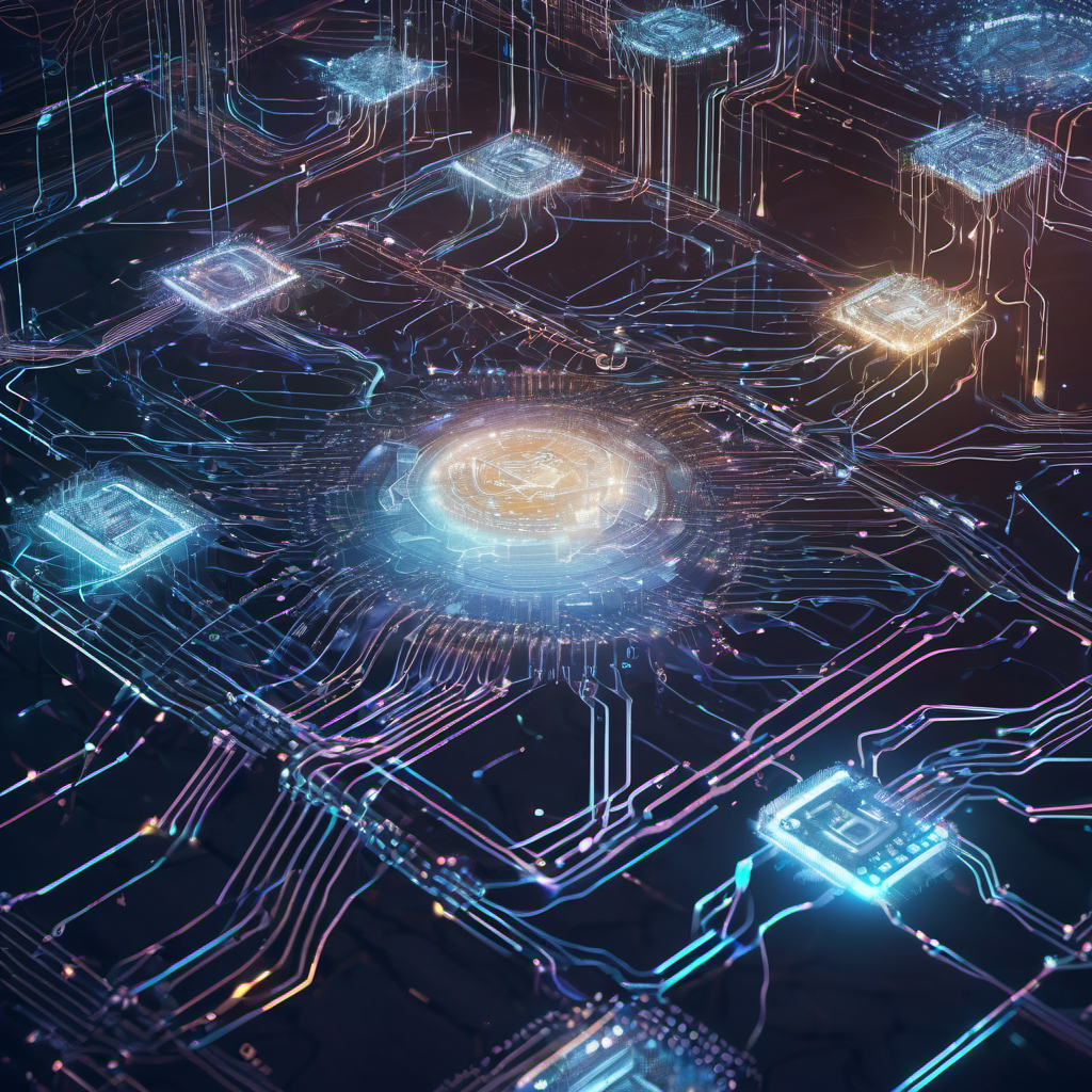 Abstract visualization of AI optimizing local network resource distribution with interconnected nodes and data streams.