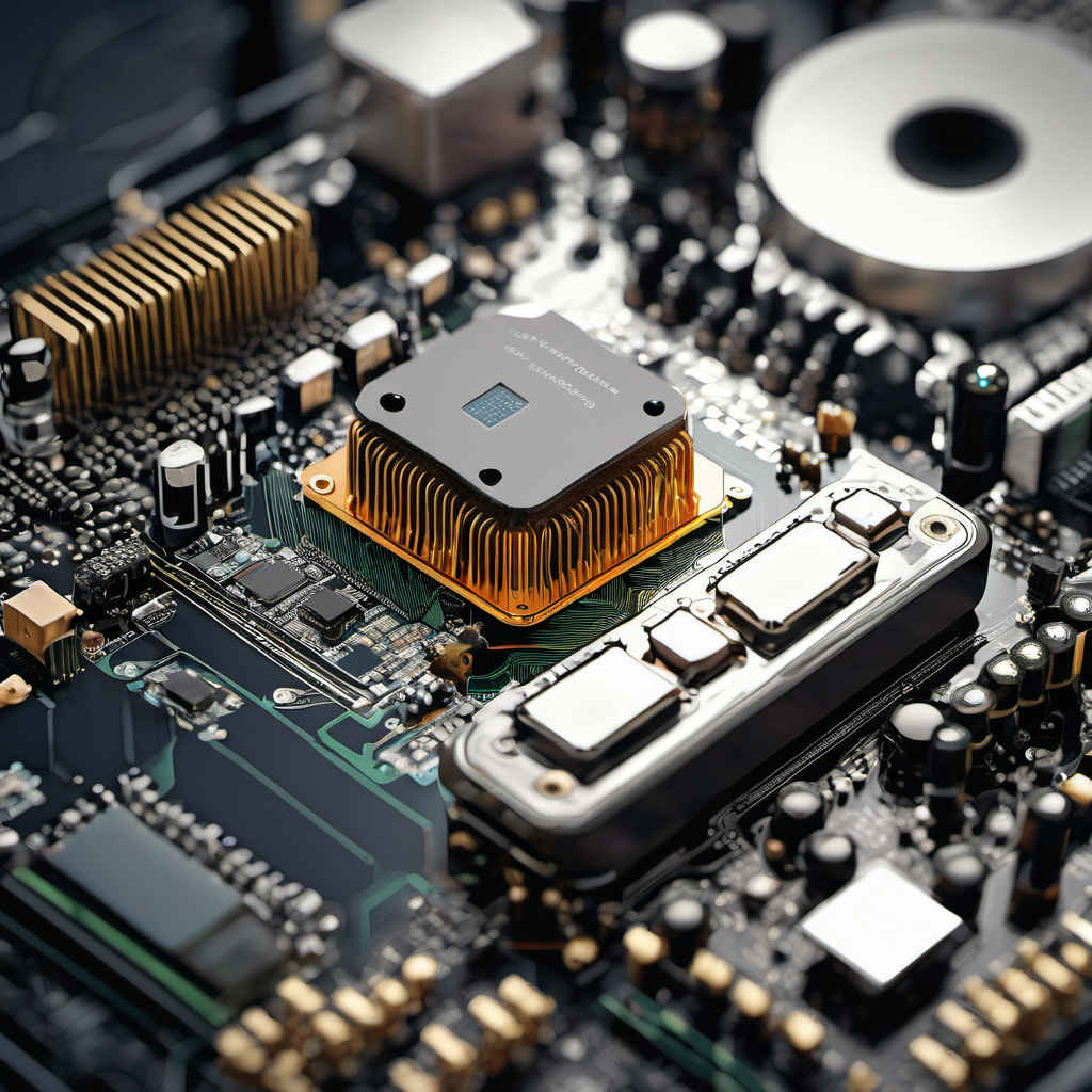 Close-up of AI hardware with sensors and data flow visualization