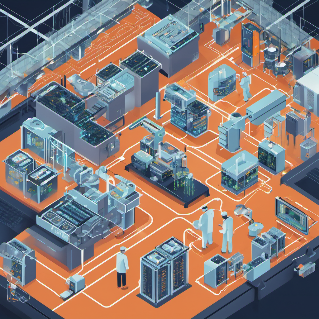 AI Local system in a factory with sensors and servers processing data locally, highlighting offline operation.