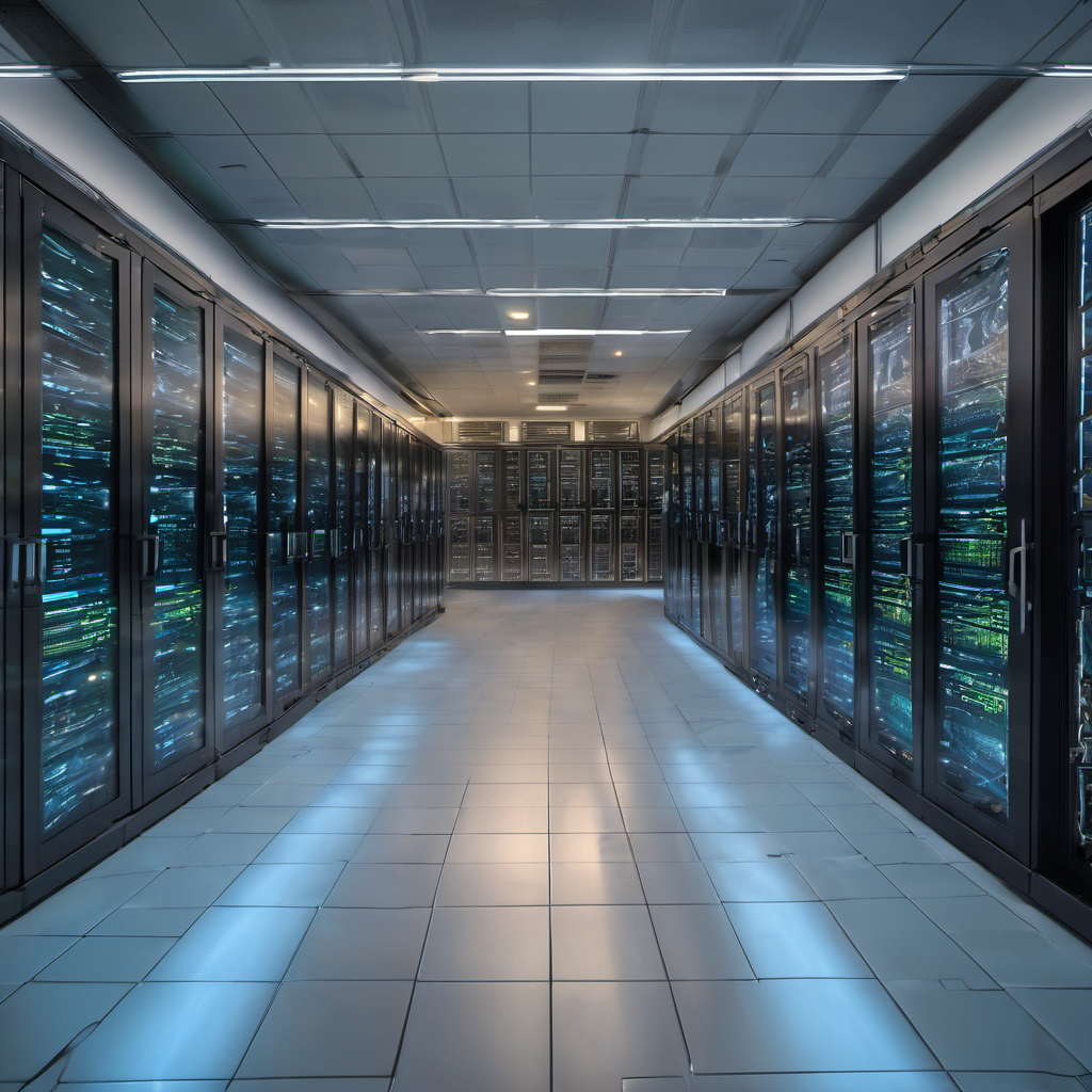 Server room with AI monitoring hardware and local network devices, showcasing offline anomaly detection.