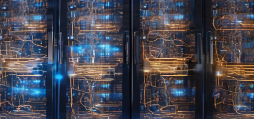 Server rack with AI integration showing data optimization processes