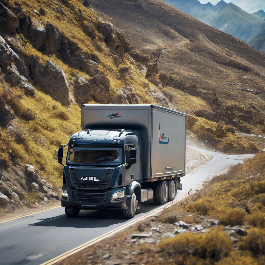Off-road delivery truck with AI system analyzing GPS and terrain data in disconnected environment