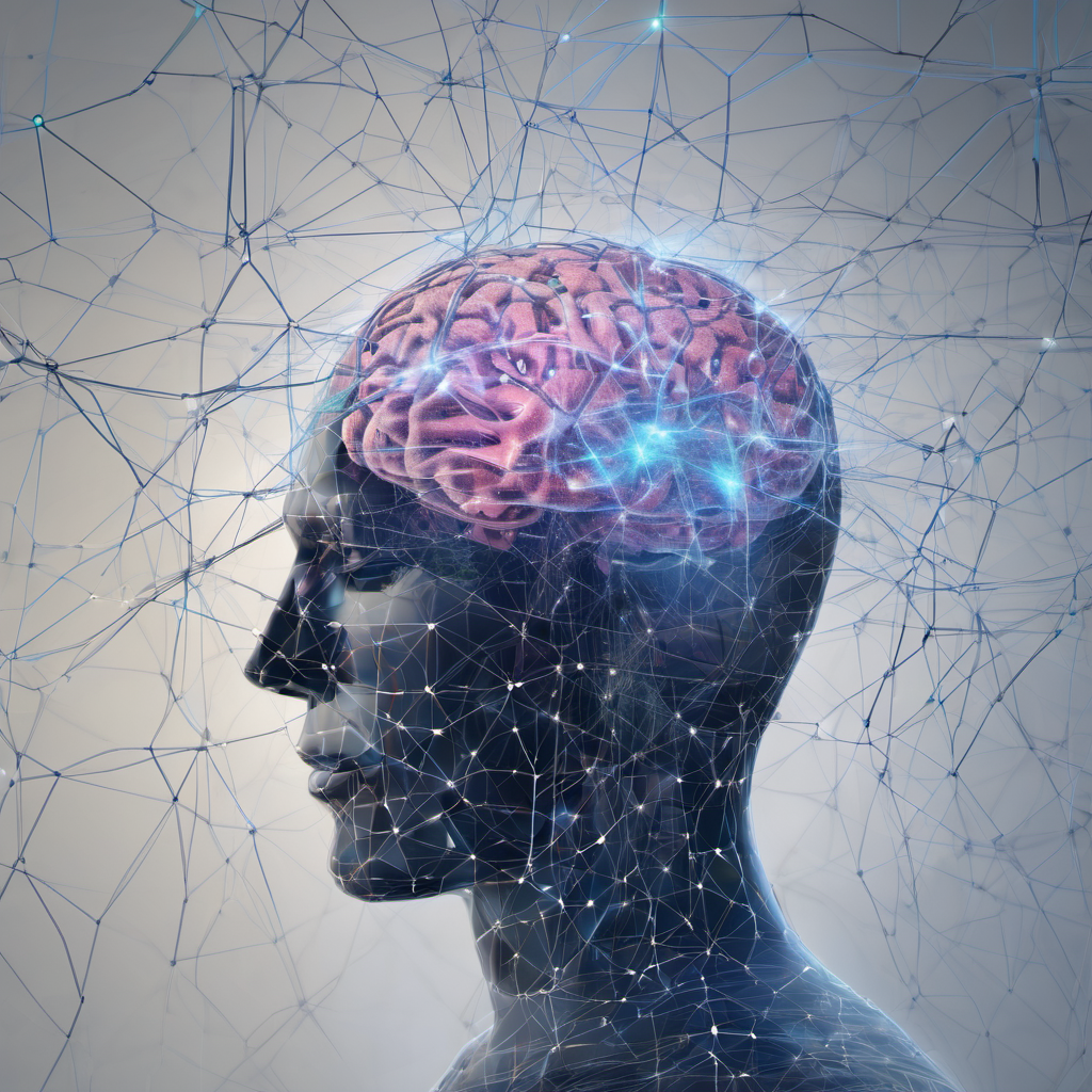 Abstract illustration of on-device AI processing, showing neural networks and multilingual data streams.
