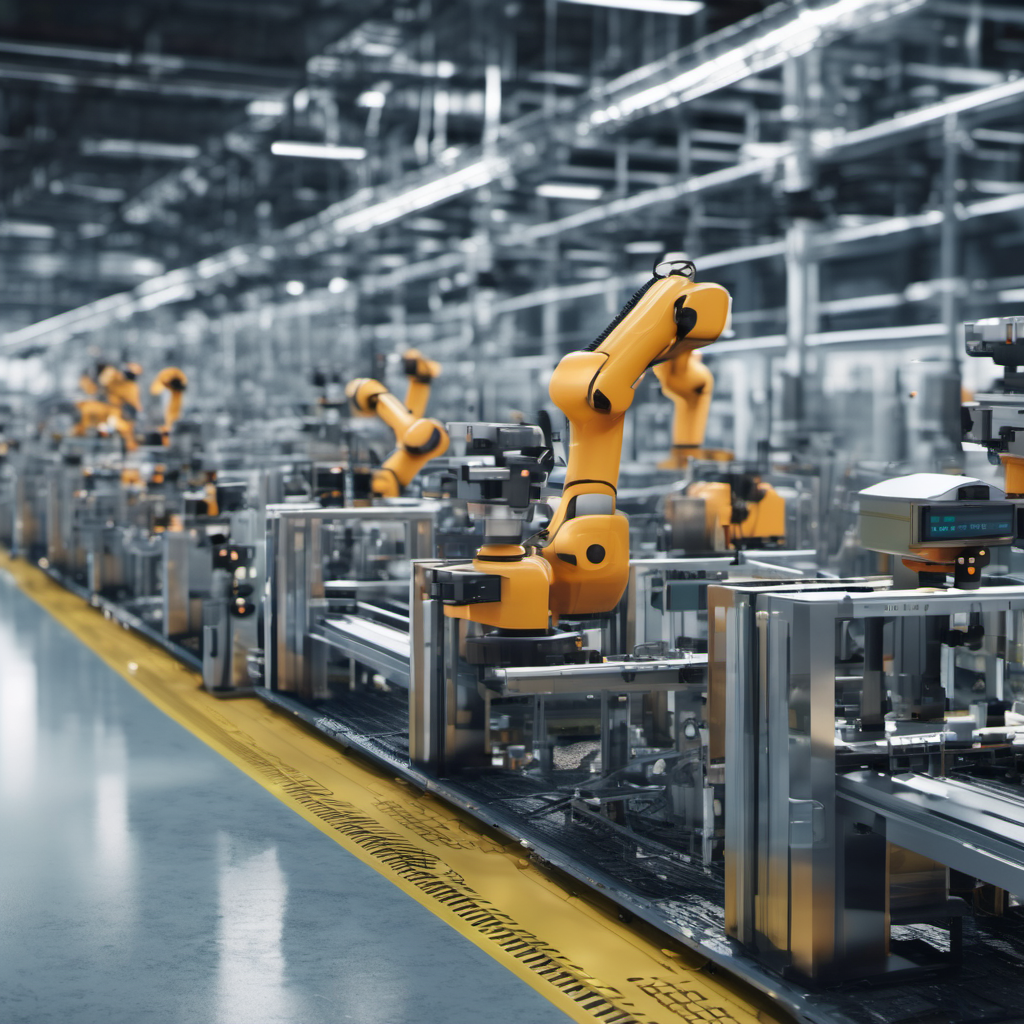 AI cameras and sensors inspecting products on a factory production line with edge computing devices processing data locally.
