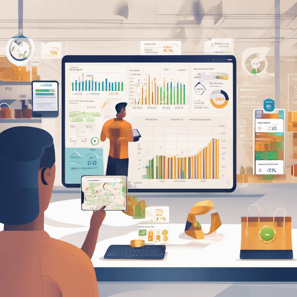Real-time CRM analytics dashboard on a tablet showcasing local data processing in a retail environment.