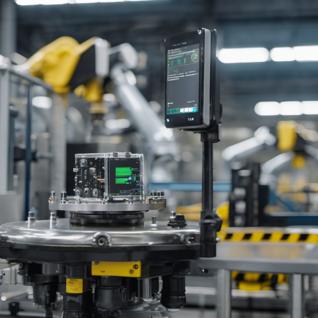 Industrial sensors on machinery linked to a local AI processing unit, emphasizing edge computing and data analysis.
