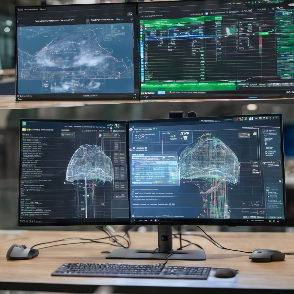 Split-screen view comparing traditional cloud-based systems with secure AI Local digital twins, highlighting security and cost efficiency.