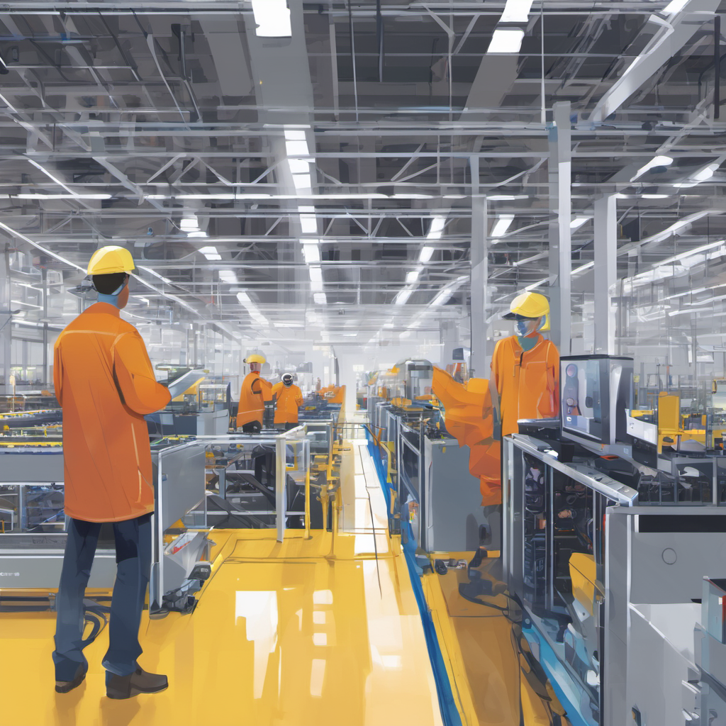 AI Local devices securely transferring data during a flood in a manufacturing facility.