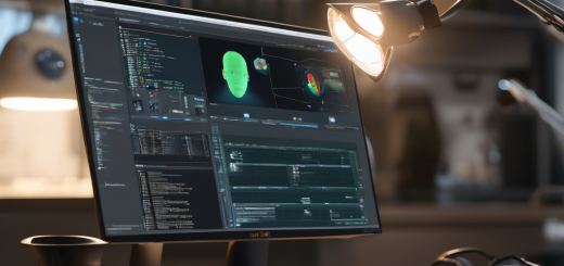 Laptop running AI software with local model processing, no internet connection, professional workspace.
