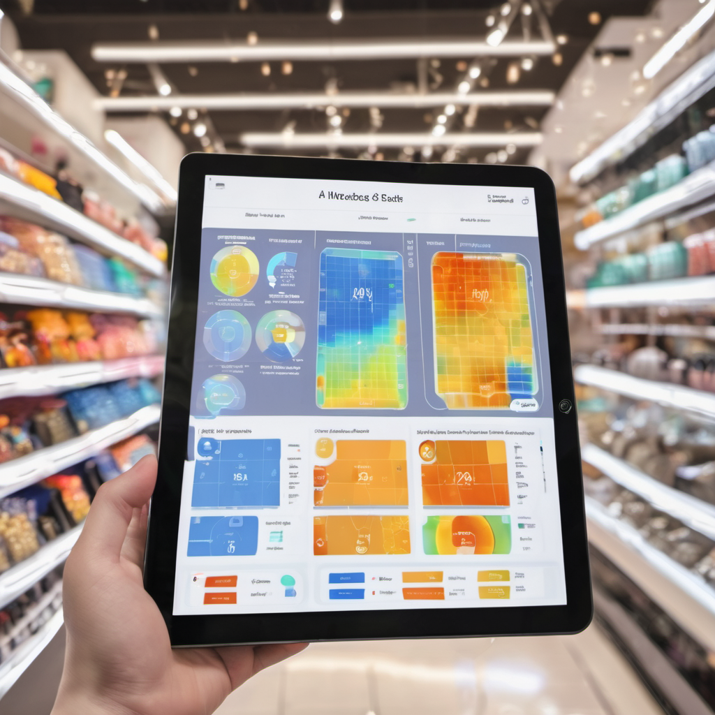 AI Local in a retail environment, showing real-time customer behavior analytics on a digital display.