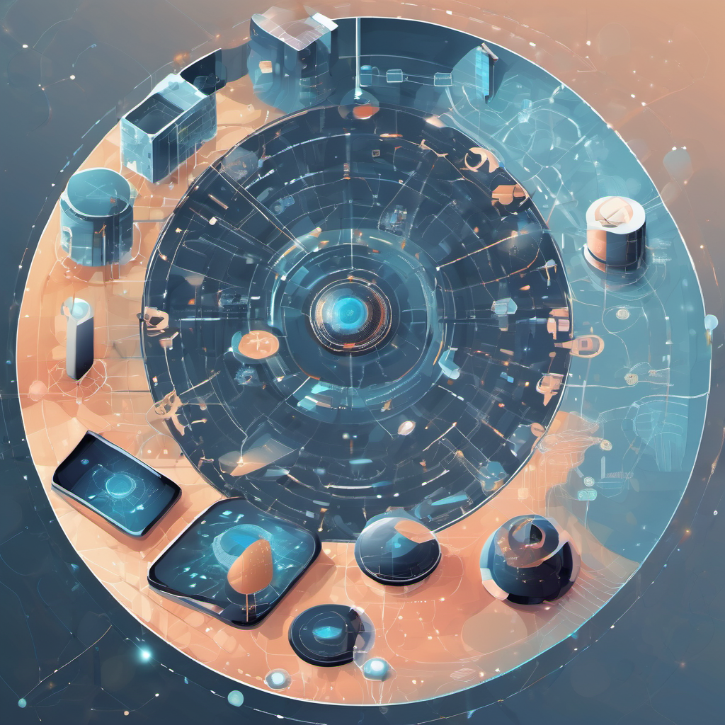 Multiple devices processing data locally, with abstract neural networks merging into a secure central model.