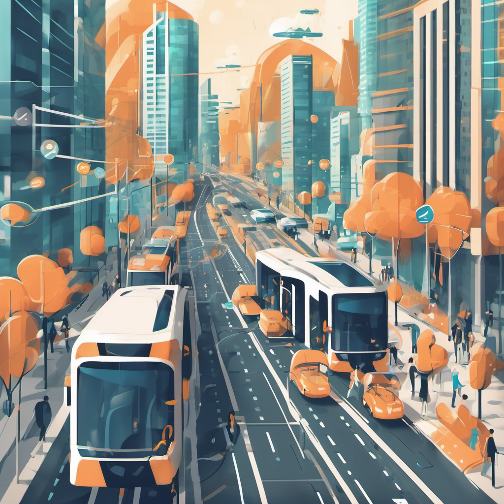 Public transport vehicles operating seamlessly with AI-optimized routes, reducing urban congestion and improving passenger experience.